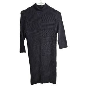 Tees By Tina Dress Knee Length Dress Mock Neck Dress Long Sleeve Dress OS Black